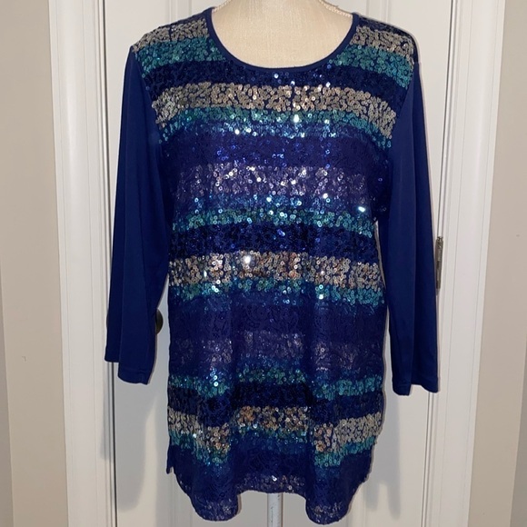 Quacker factory women’s three-quarter sleeve shirt size large - Picture 1 of 8